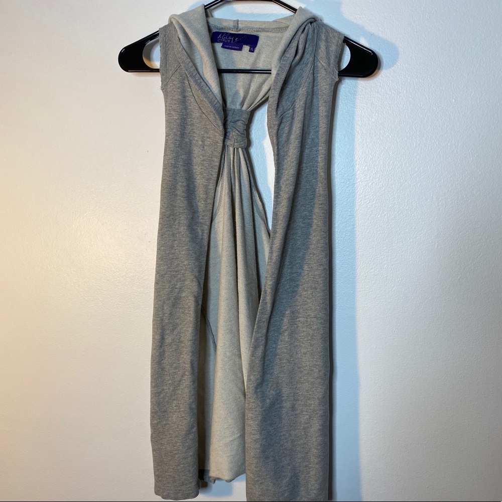 Grey Hooded Sleeveless Vest Jacket Miley Cyrus